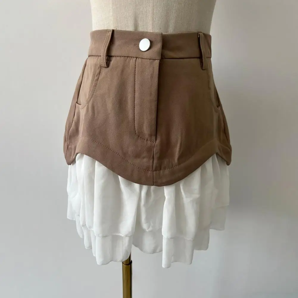 Damen-Kuchenrock mit Rüschenkante, Minikleid mit Taschen, hoch taillierter Jeansrock, europäischer und amerikanischer grenzüberschreitender A-Linien-Rock