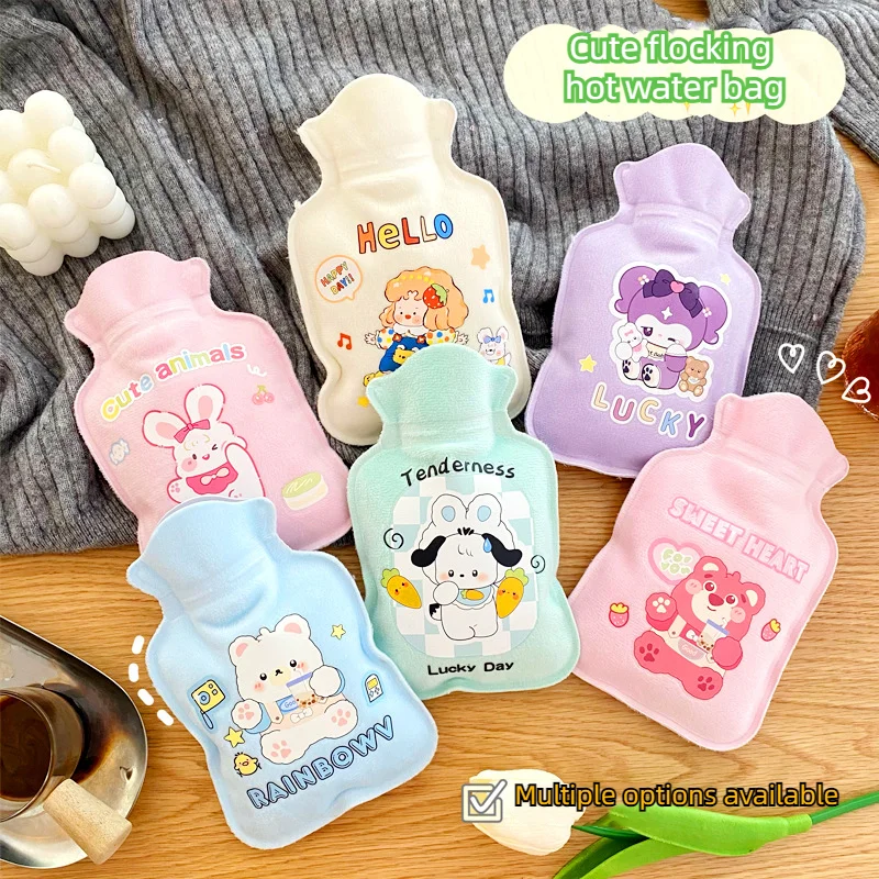 

Small Flocked Hot Water Bag, Hand-warming treasure, Cute Water Filling Bag for Students to Carry around 150ml, New