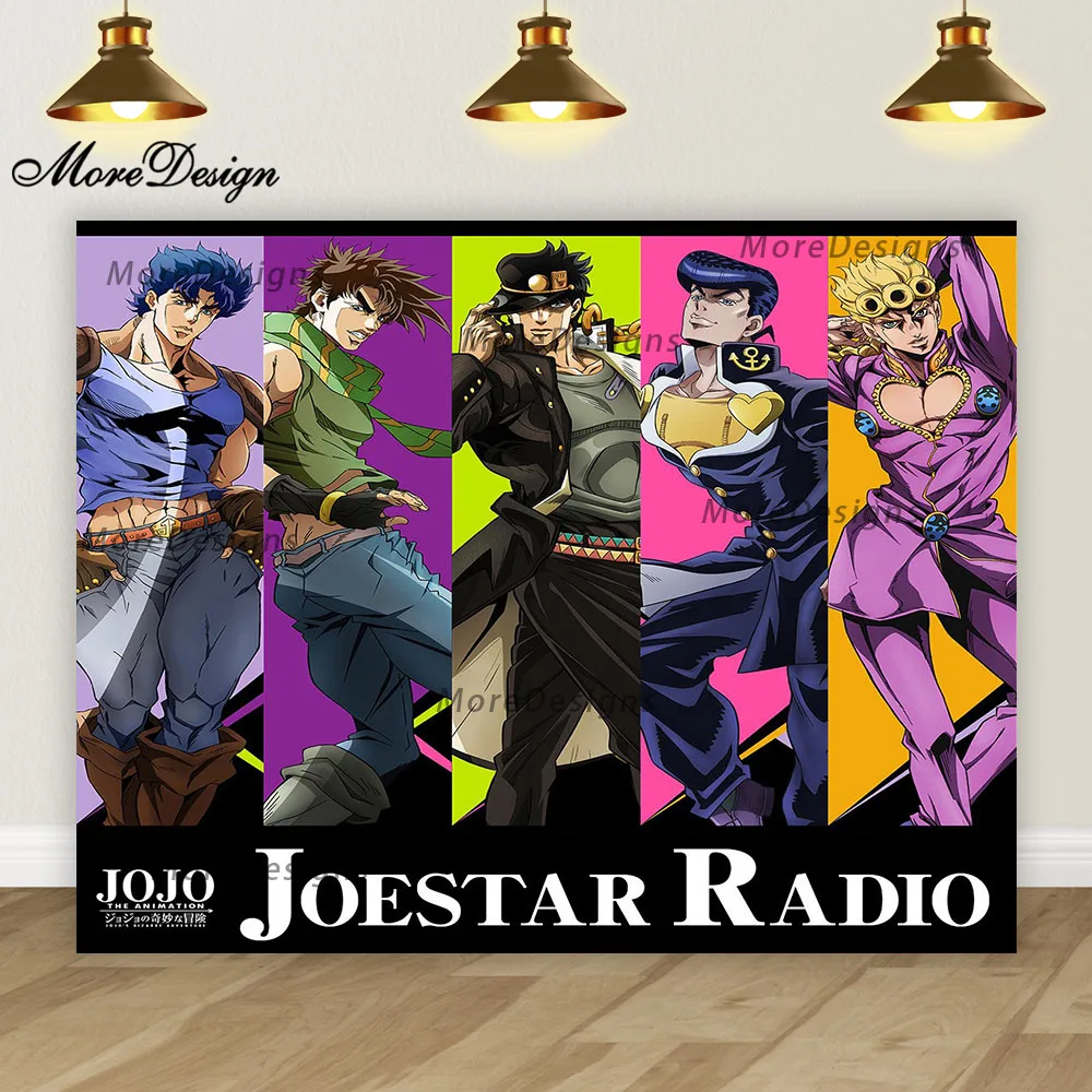 Anime JoJo Bizarre Adventure Photo Backdrop Kids Birthday Party Vinyl Polyester Photography Background Room Decoration Banner