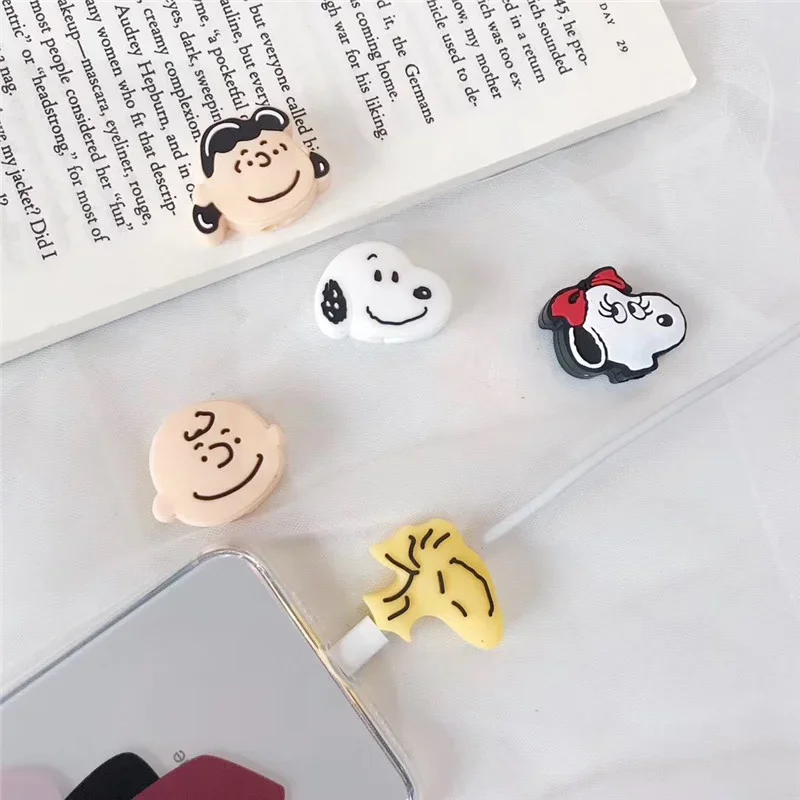 1Pcs Snoopy Charlie Charger Cable Data Protector Earphone Wire Cord Protection Cover for Iphone Data Cable Break-Resistant Gift