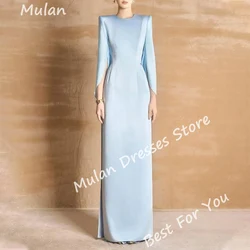 Elegant Long Evening Dresses for Women Satin O-Neck Floor-Length Mermaid Sweep Train Special Events Prom Party Wedding Dress