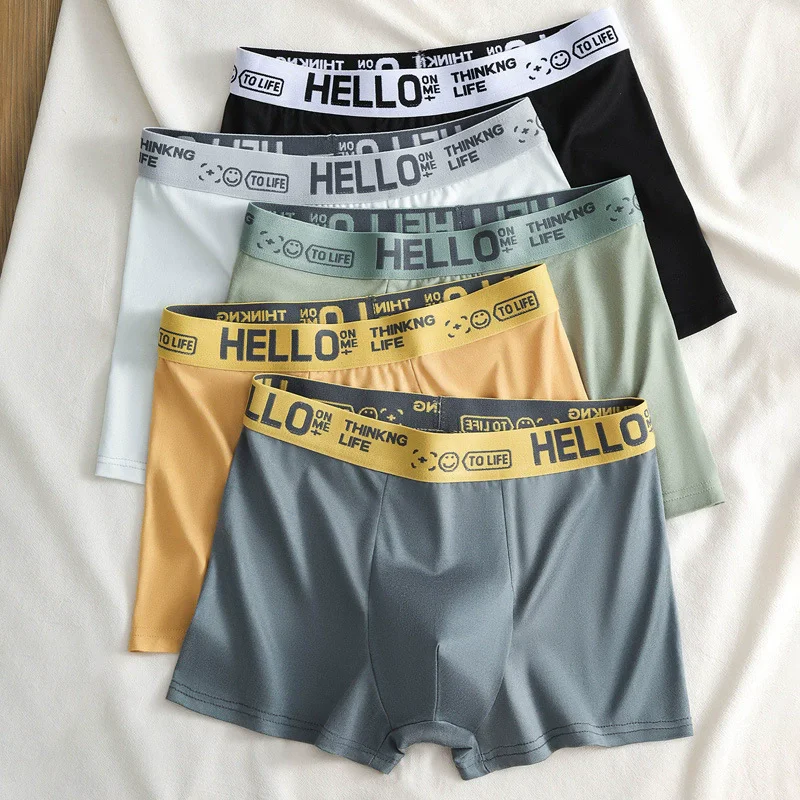 5pcs Men's Underwear, Breathable Comfy Quick Drying Stretchy Boxer Trunks, Sexy Underpants, Men's Trendy Boxer Panties