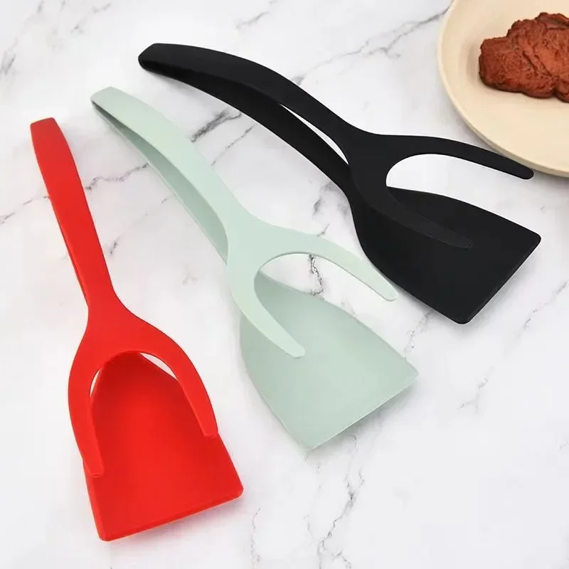 

1pc 2 In 1 Multifunctional Spatula Grip Food Flip Fried Egg Tong Toasted Bread Pancake Spatula Clamp Kitchen Cooking Turner