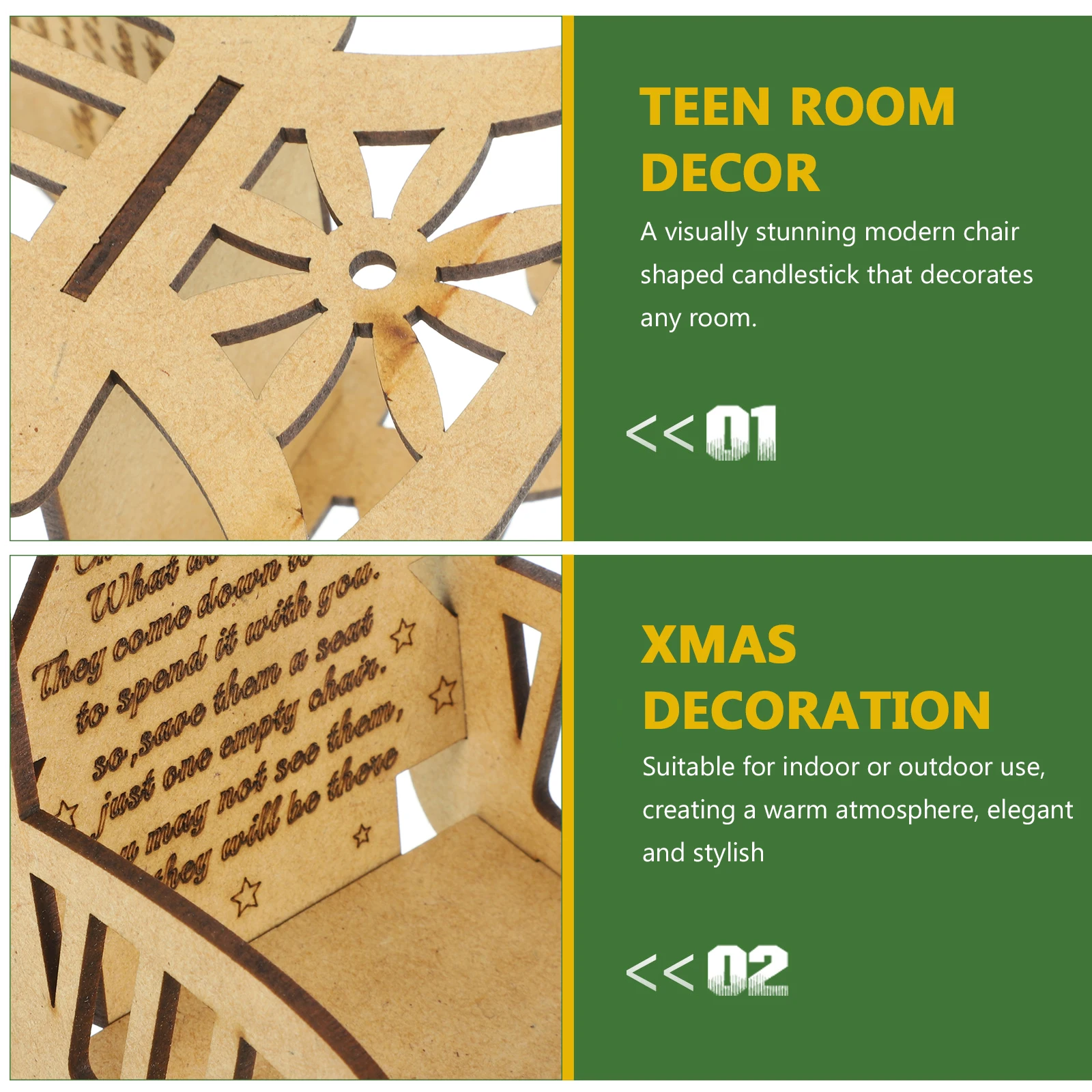 

Creative Wood Candleholder for Christmas Wedding Party Dining Table Decor Retro Stick Holder Indoor Outdoor Use