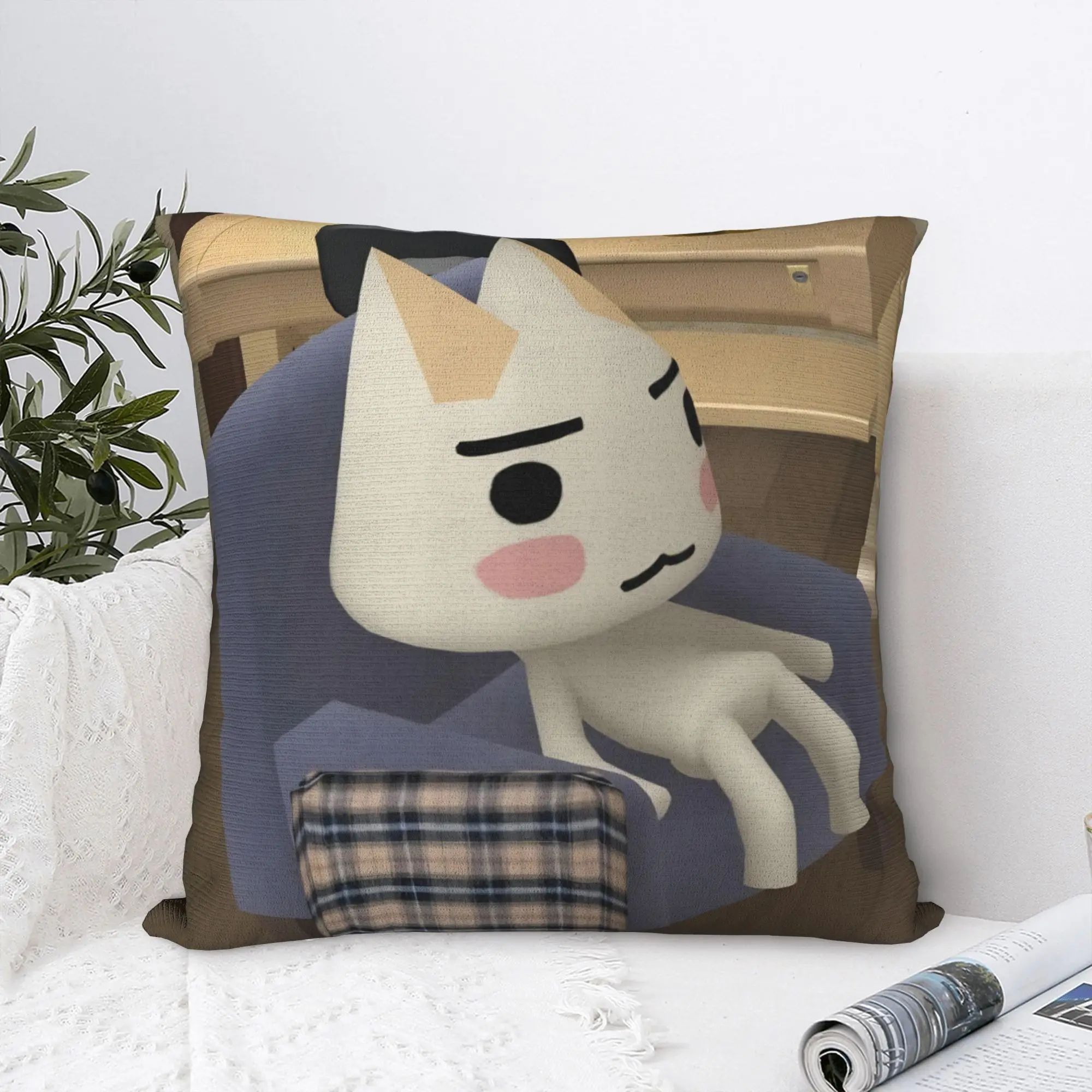 Toro Inoue Cat Pillowcase Polyester Cushion Cover Decorative Kawaii Neko Throw Pillow Case Cover Seater Zipper 40*40cm