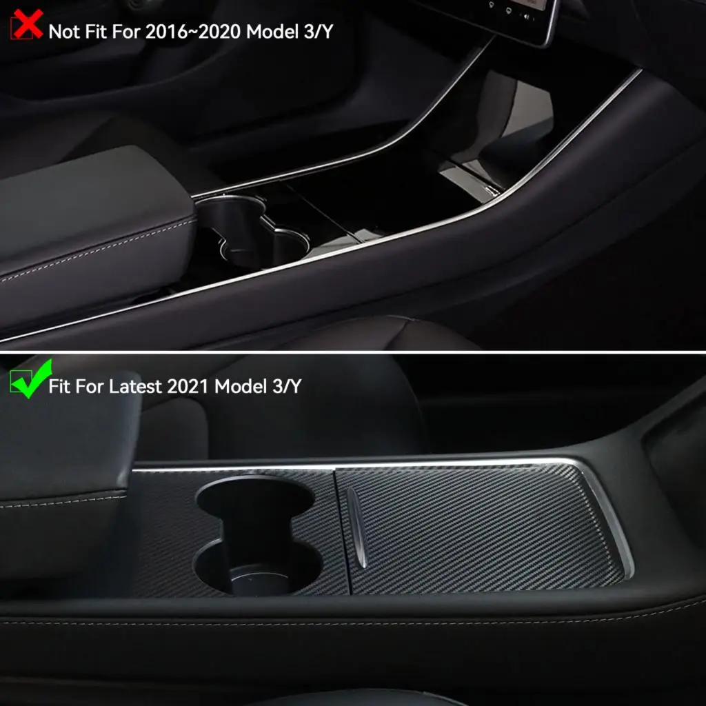 Center Console Wrap Carbon Fiber Look Protector Cover Kit Patch Trim Decor Sticker For Tesla Model 3 Model Y 2021+ Auto Interior