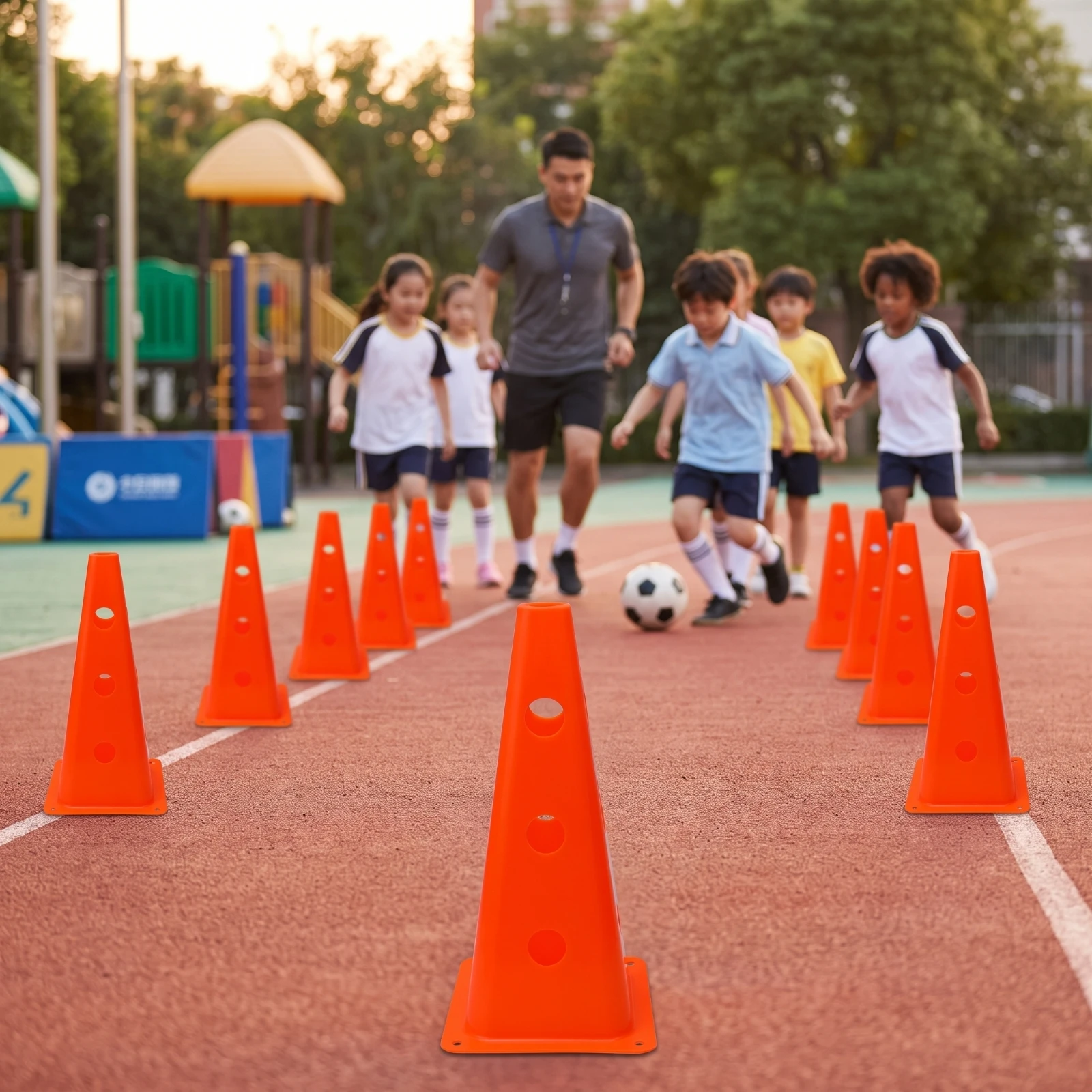 Cône d'entraînement en plastique empilable avec ouvertures latérales, cônes de sport légers, cônes d'entraînement flexibles pour les entraîneurs