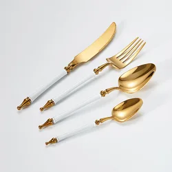 New High Quality 304 Stainless Steel Green Gold Cutlery Set Golden Flatware Set For 6 Tableware Dinnerware Dishwasher Safe