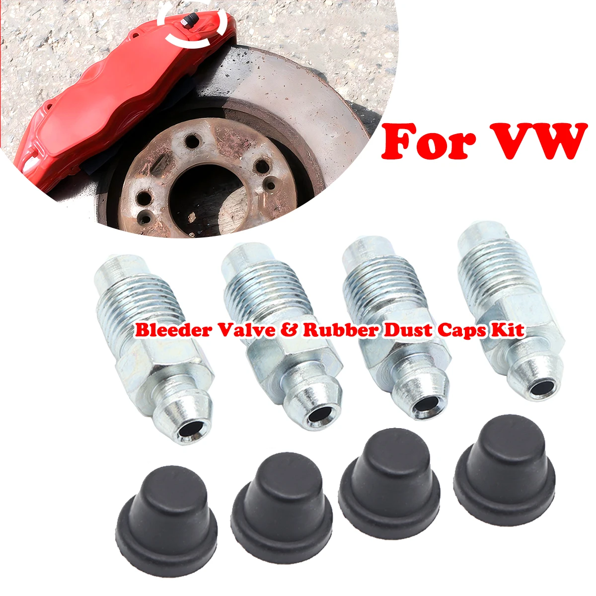 

Front Rear Bleeder Valves Rubber Dust Caps Caliper Bleed Nipple Screw Kit For VW Golf MK4 Passat Polo Transporter T5 2003-2015