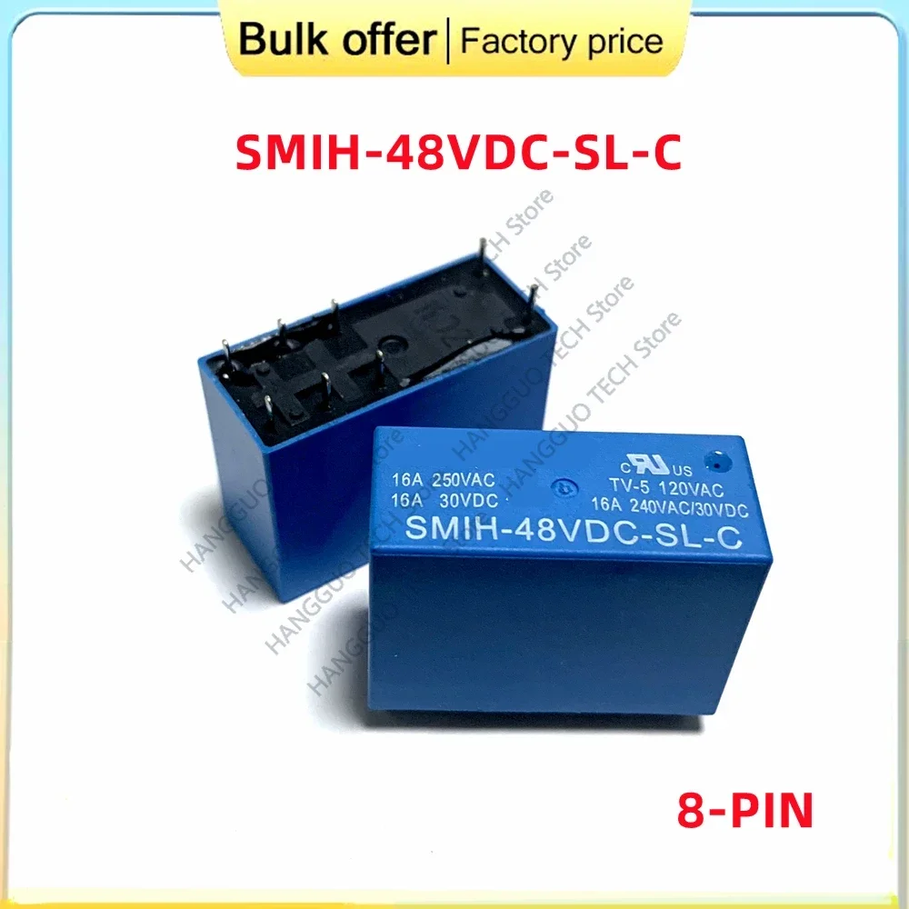 5PCS/Lot Original SMIH-48VC-SL-C DC48V SMIH-48V-SL-C  16A 8-pin electromagnetic relay