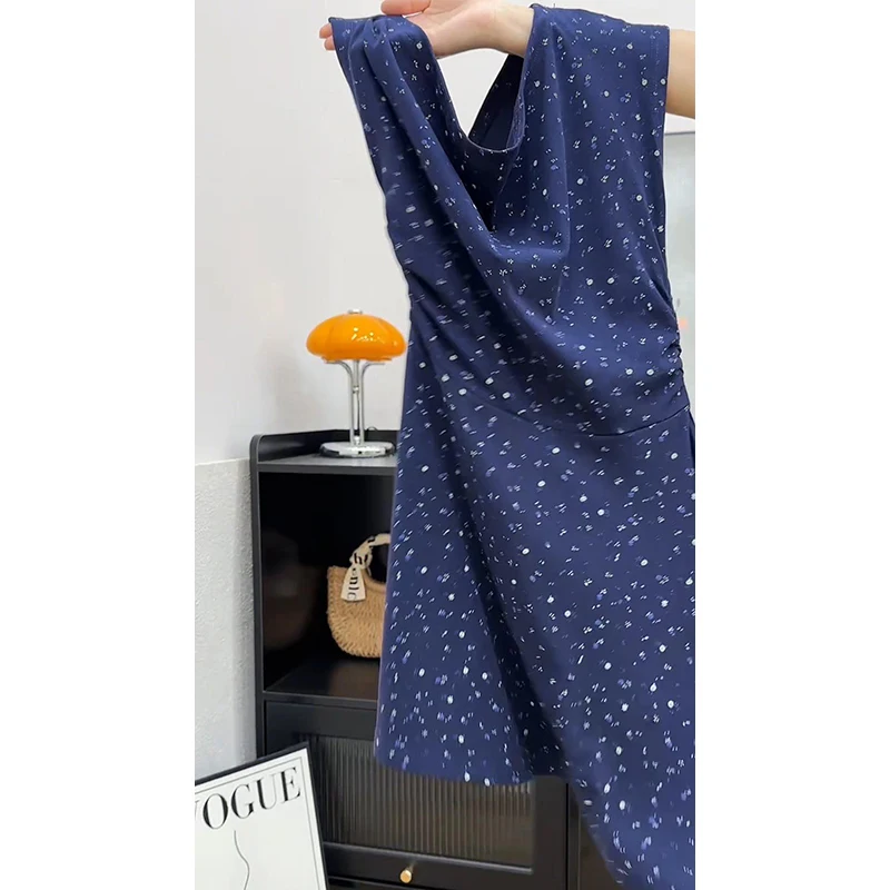 ファッショナブルな花柄プリーツデザインのウエストシェイプスカート、ドクターエル・モム・スレ・アシンメトリー・オ...