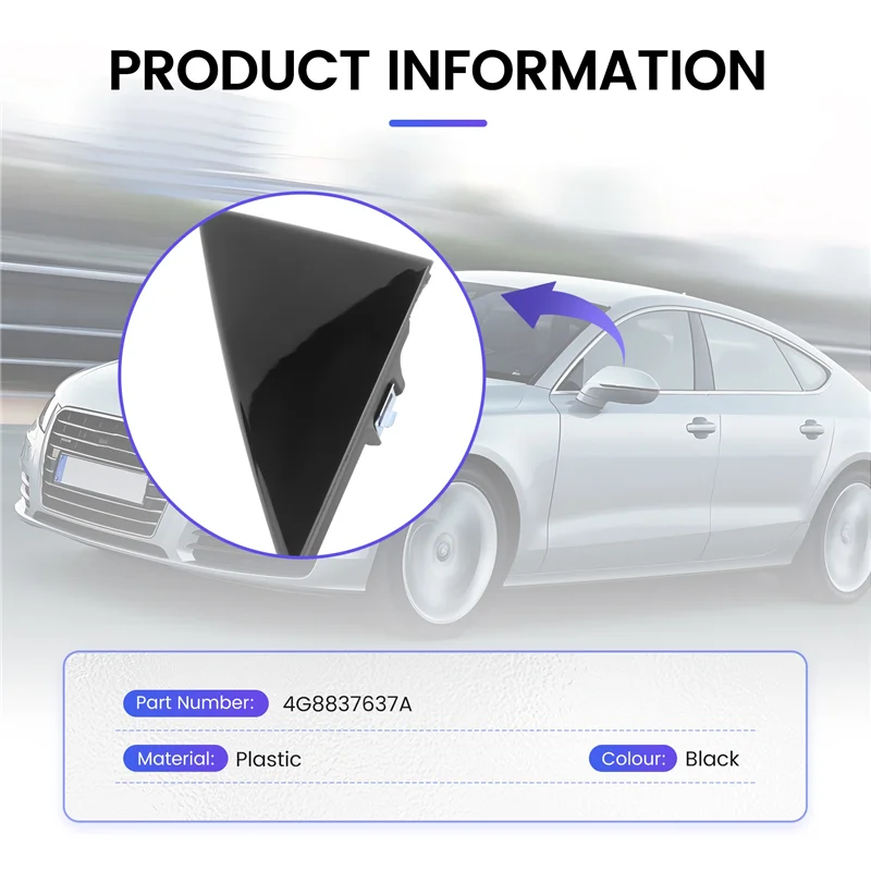 1 PCS Front Door Mirror Corner Trim Cover Black Plastic For  A7 RS7 Sportback 2011-2017 Rearview Mirror Triangle Panel