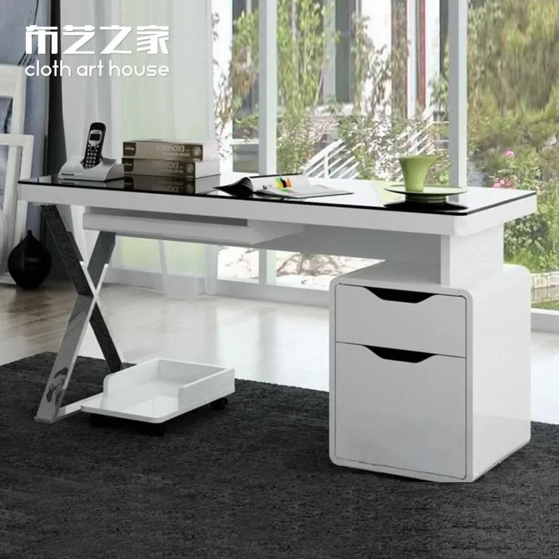White painted computer desk, simple modern/desktop table, household/writing desk, chest combination desk