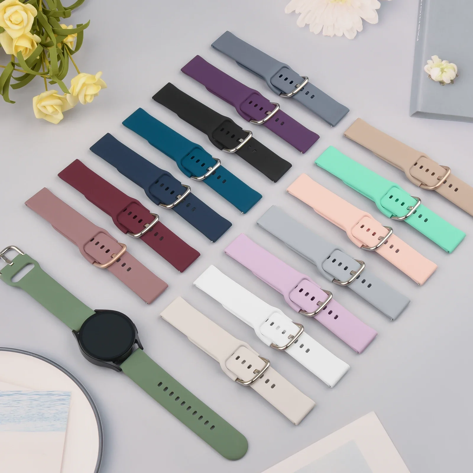 20mm バンド サムスン ギャラクシー ウォッチ FE 7 6 5 4 40mm 44mm/ウォッチ 4 6 クラシック/アクティブ 2/5 プロ/ウォッチ 3 41mm ストラップ シリコン ウォッチバンド