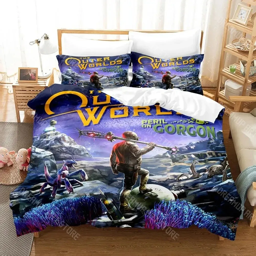 3D Printed Outer Worlds Bedding Set for Boys Girls Duvet Cover And Pillowcase Included Twin Queen King Full Single Double Sizes