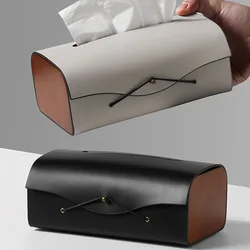 Retro Leather Tissue Box Modern Living Room Decoration Desktop Paper Towel  Boxes Dining Table Napkin Holder Ornament Home Decor