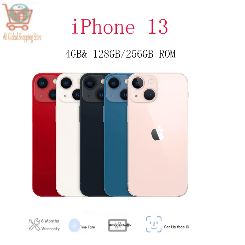 Original Apple 13 Used New 5G unlock Smartphone 4GB RAM 128GB / 256GB ROM 6.1'' Super Retina XDR OLED Display iOS 15