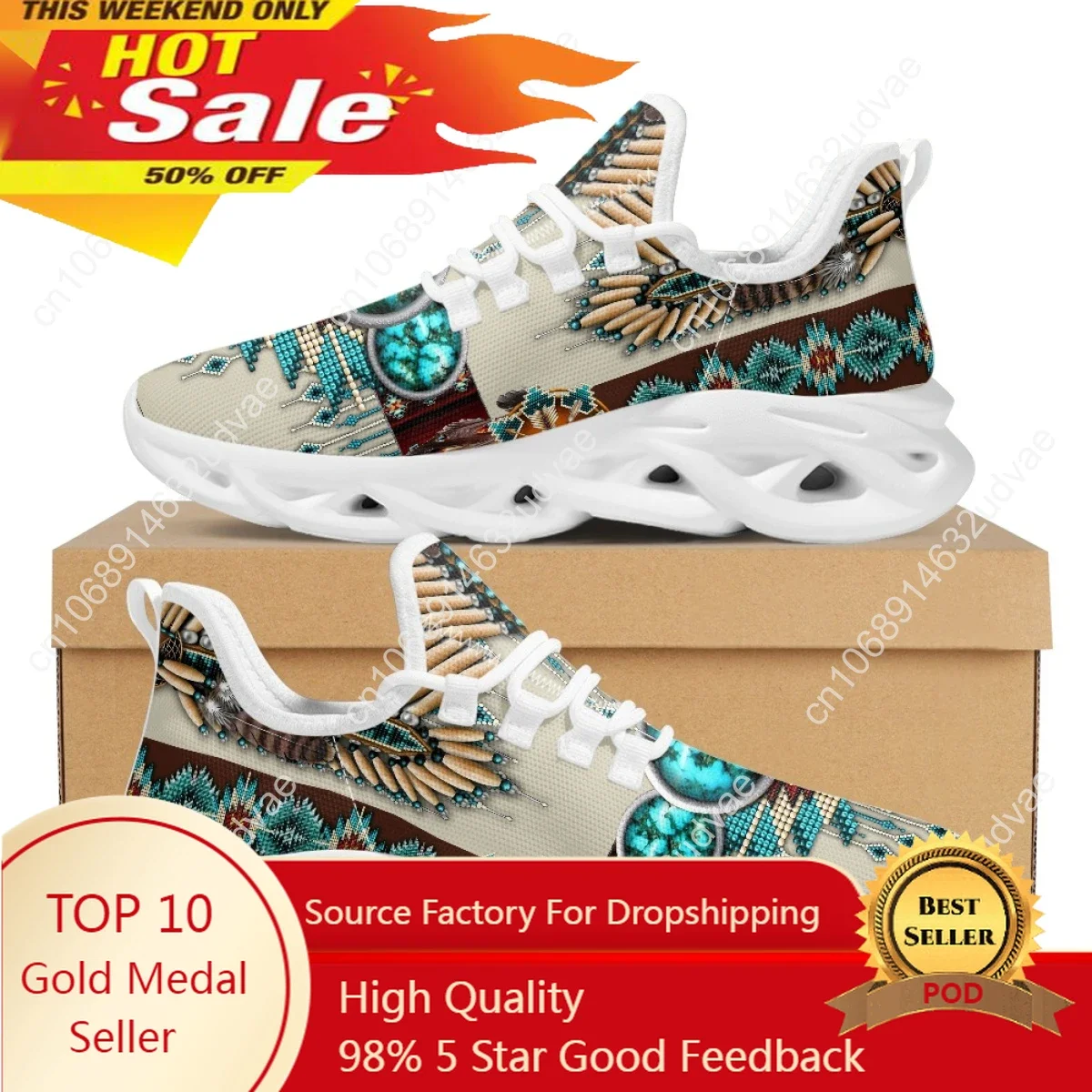 

Ethnic Tribal Aztec Platform Shoes for Women Casual Mesh Shoes Dreamcatchers Print Breathable Lace up Mesh Sneakers