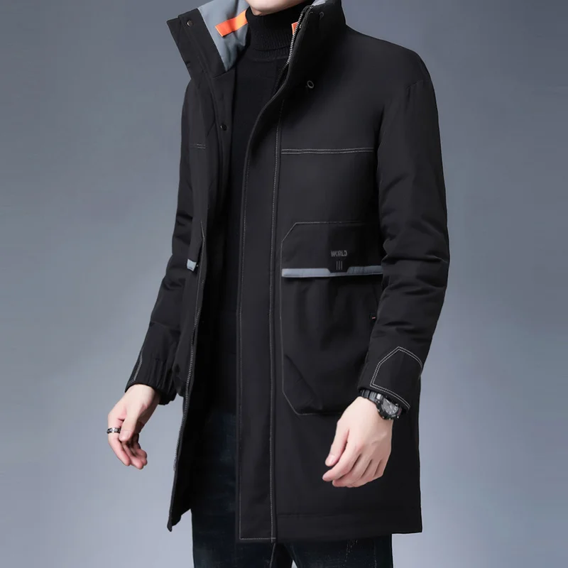 Chaqueta de plumón informal para hombre, abrigo cortavientos grueso y cálido, Parka larga de alta calidad, moda de invierno, novedad de 2024