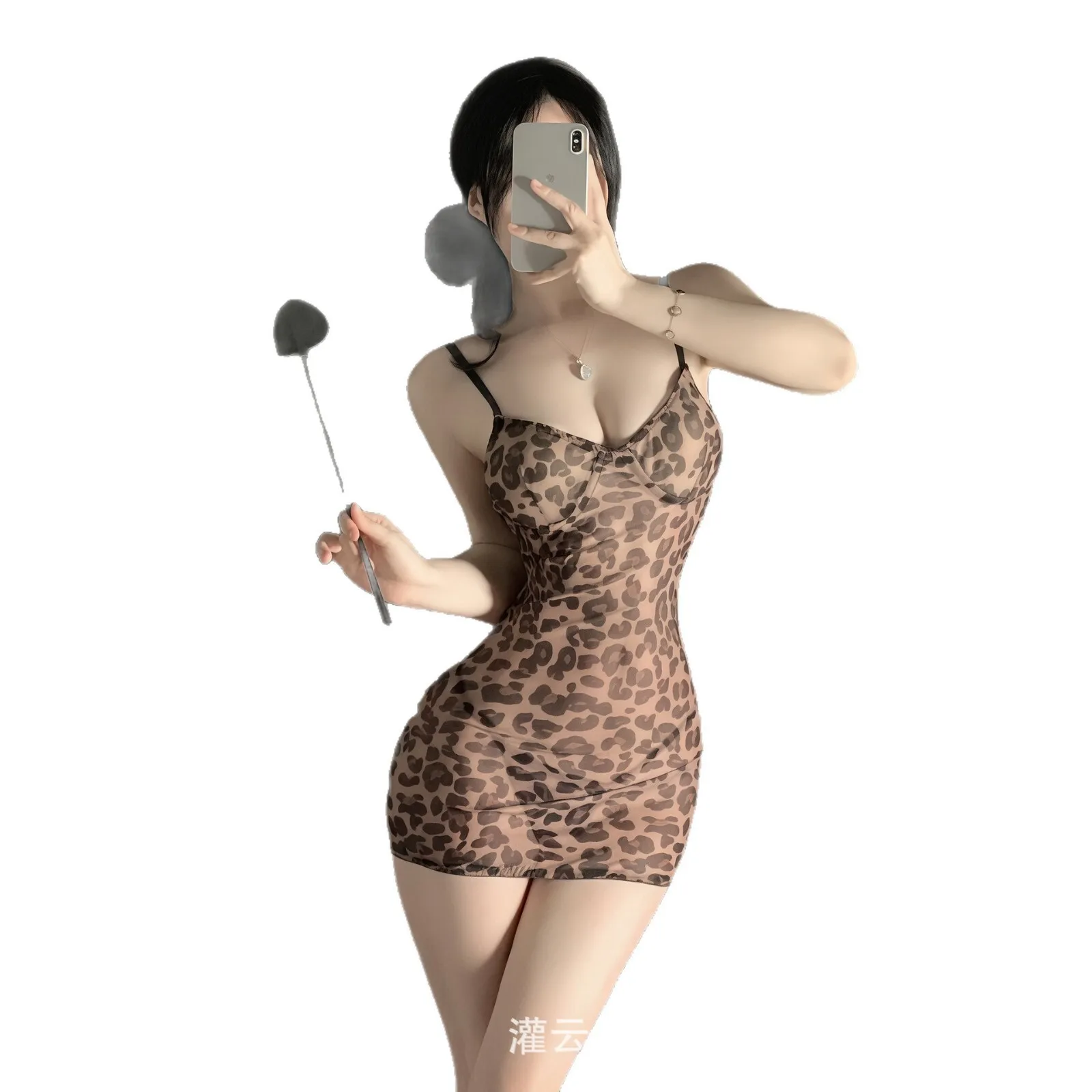 

Nightclub Wear Strap Sexy Dress Elegant Sexy Leopard Print Mesh Pure Desire Flirting Strap Nightwear Uniform Dress Charming MTY0