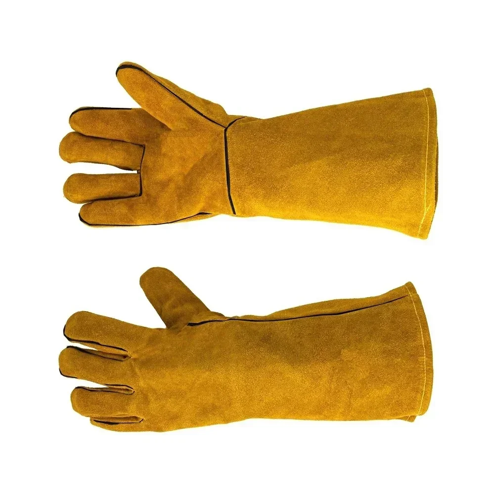 Work Gloves Heat-proof Metal Welding Protector Yellow Gloves Soldering Welding Gloves Tools Cowhide Flame-retardant Welding