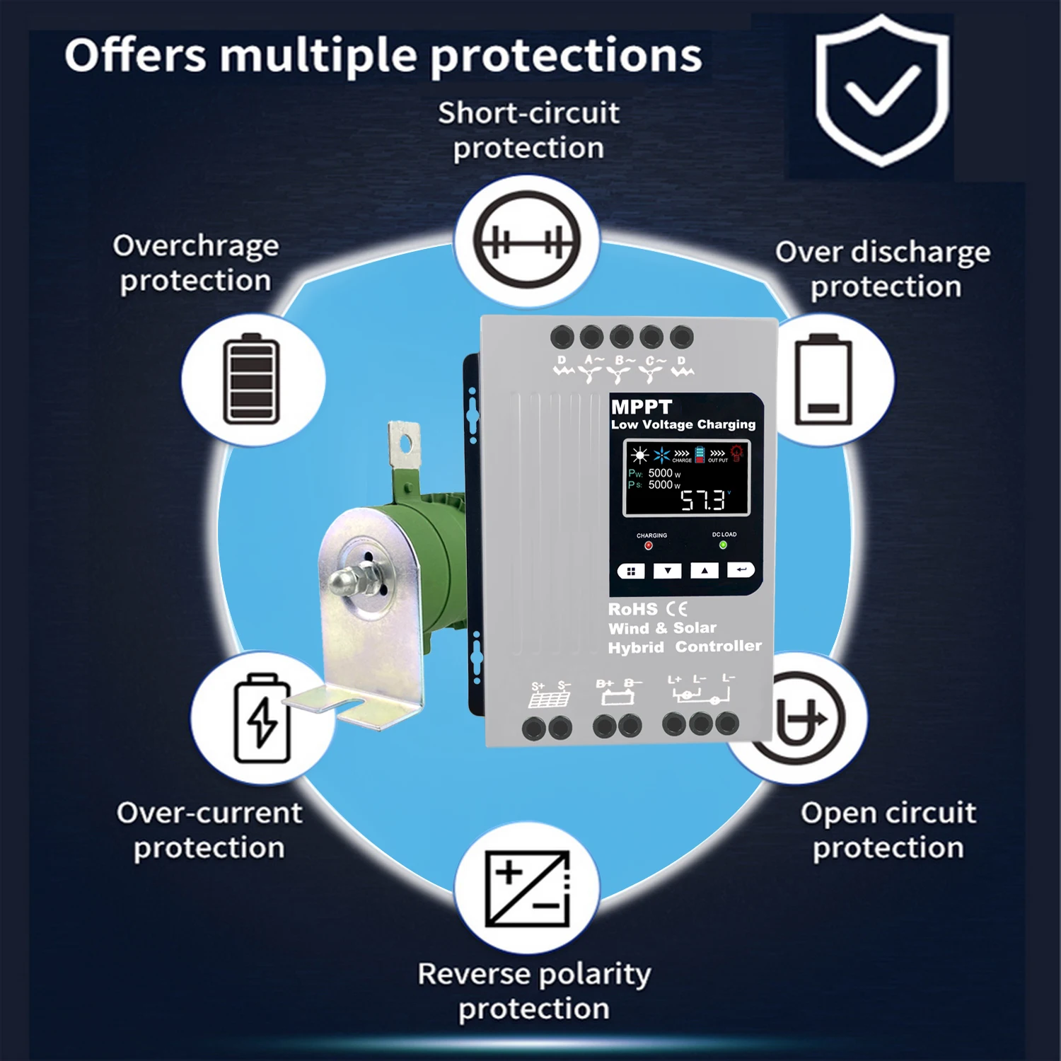 Imagem -02 - Controlador Eólico e Solar Híbrido Mppt Regulador de Carga de Despejo com Wi-fi Gprs Ethernet 300w12000w 4kw 5000w 12v 24v 48v