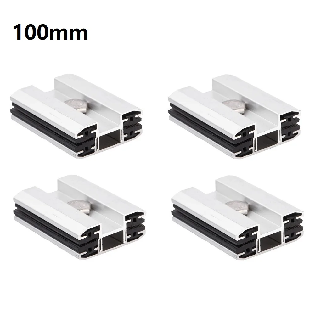 4pcs Aluminum PV Centre Clamp Kit 100mm/120mm for Solar Panel Installation on Flat Roof RV Marine and Wall Mounts