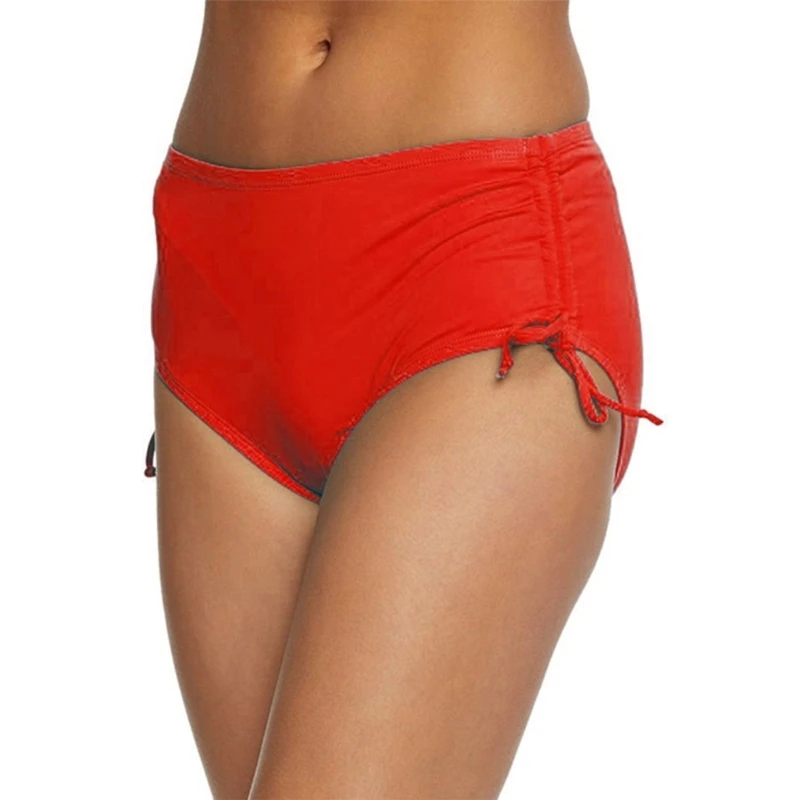 Verstellbare, seitlich gebundene Damen-Badehose mit mittlerer Taille, schnell trocknende Badehose, verstellbarer Kordelzug für