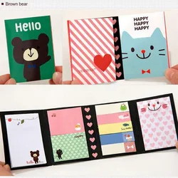 Portable Notes Sticker Paper Self-Adhesive Four Fold Flags Notes Tab Post Cute Animals Memo Pads Sticky Marker Colorful Bookmark