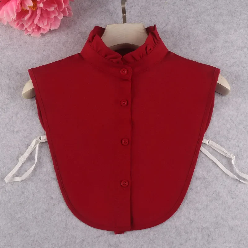 Cuello falso de pie rojo para mujer, traje Formal, solapa, camisa, collares desmontables, suéter cálido, accesorios para camisas, otoño, invierno, nuevo