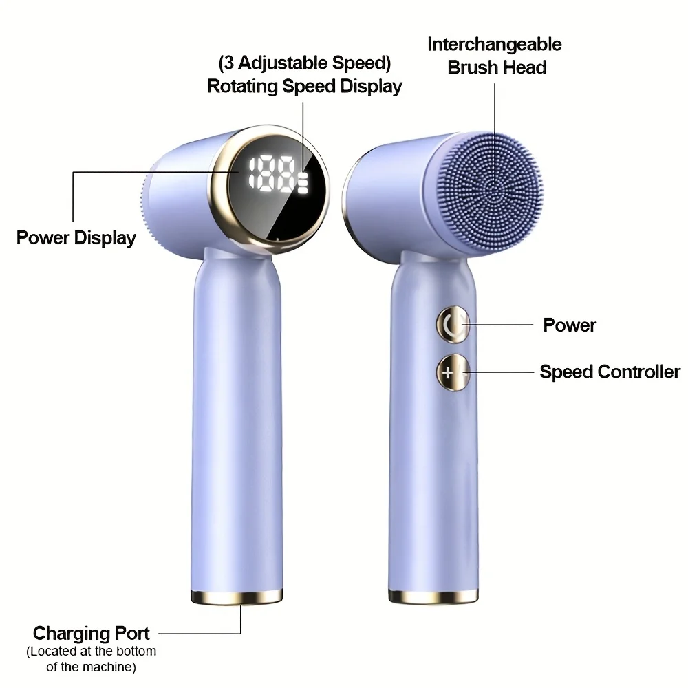 Rechargeable  Face Cleanser - 3 Speed Adjustment, Waterproof Silicone, Pore Cleaning - MZ-400