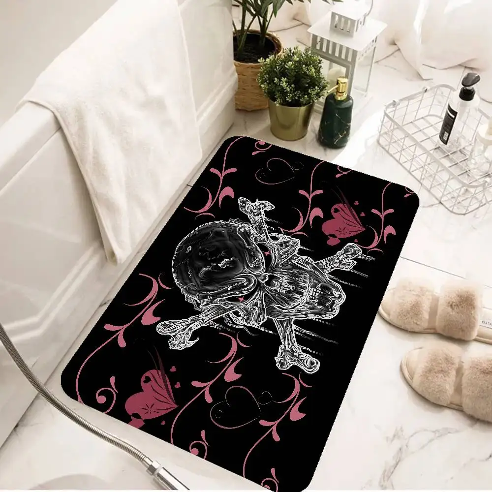 Horror Skull Gothic Bathroom Mat Retro Multiple Choice Living Room Kitchen Rug Non-Slip Bedside Mats