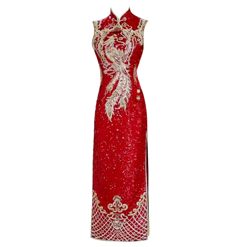 

Noble Classical Red Chinese Bride Marriage Clothing Wedding Dress and Cheongsam