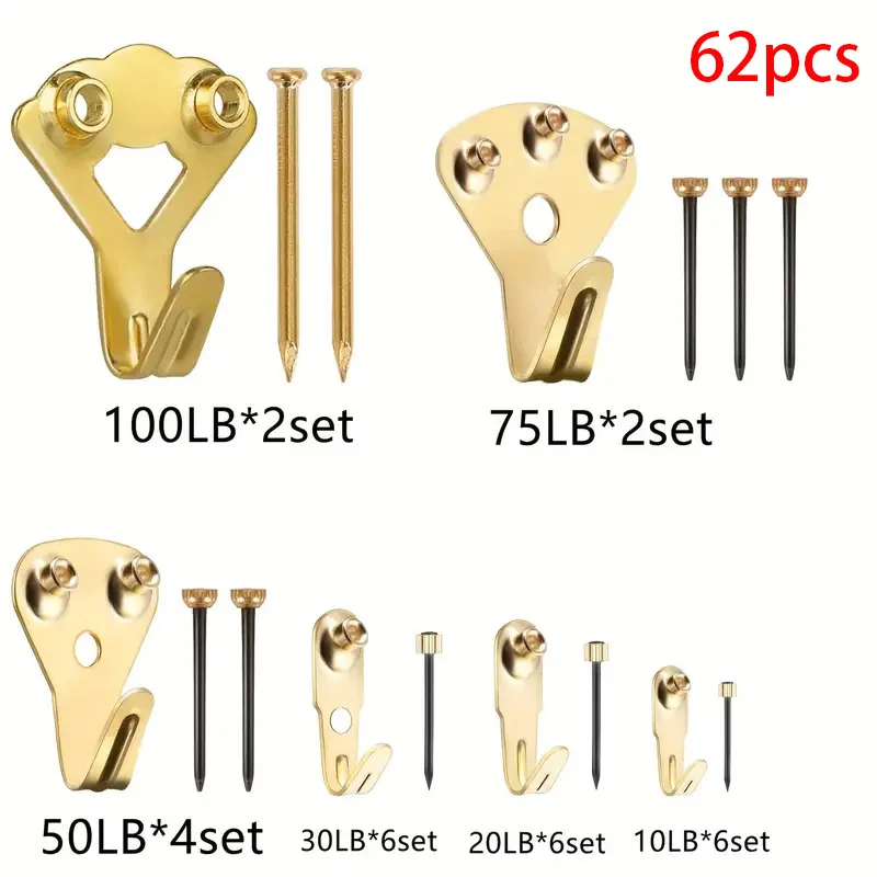 62pcs German Style Hooks, Metal Hardware Pendants, Picture Frames, Hooks, Hardware Accessories