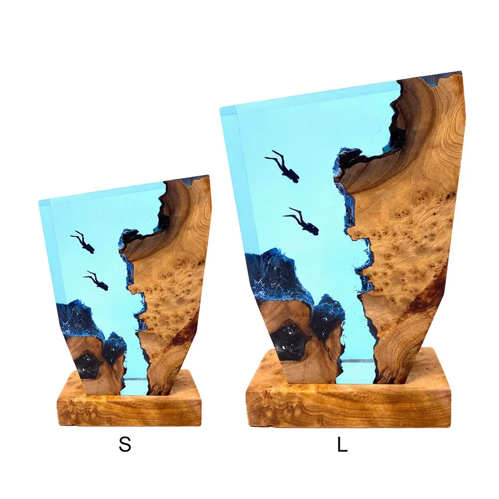 Seabed World Organism Resin Table Light USB Charge Diving Cave Exploration Theme Night Light Table Decoration Lamp Home Decor