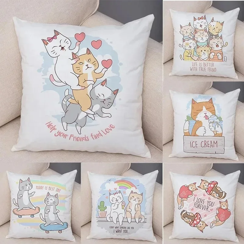 Funny Pet Cat Decorative Pillowcase Living Room Office Home Pillowcase Car Ornaments