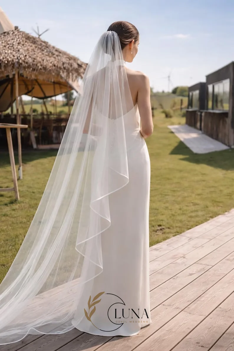 Luna Customized Civil Wedding Dresses 2026 Simple High Collar Sleeveless Bridal Party Dresses Straight vestido de novia boda