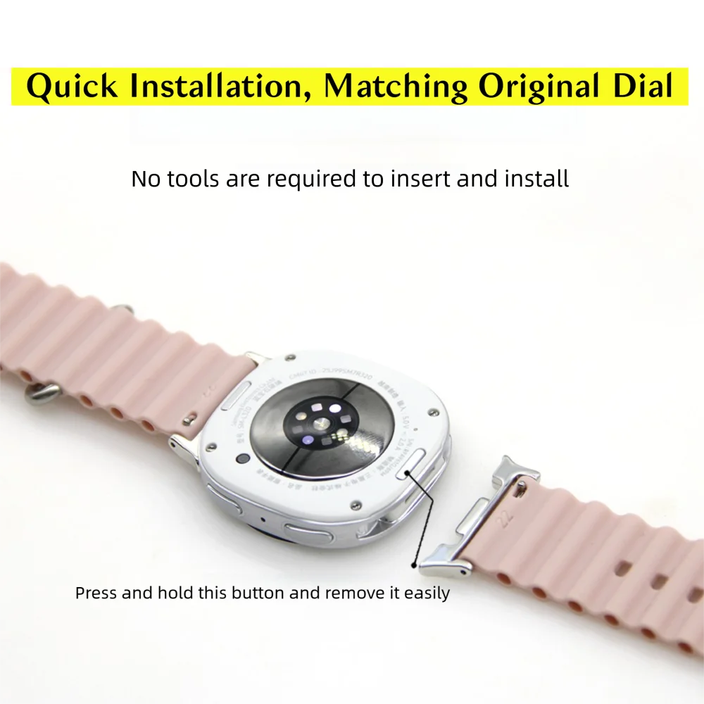 Ocean Wave Strap For Samsung Galaxy Watch 8 44mm/40mm Bracelet Two Metal Buckle Lightweight Silicone Quick Release Sport Band