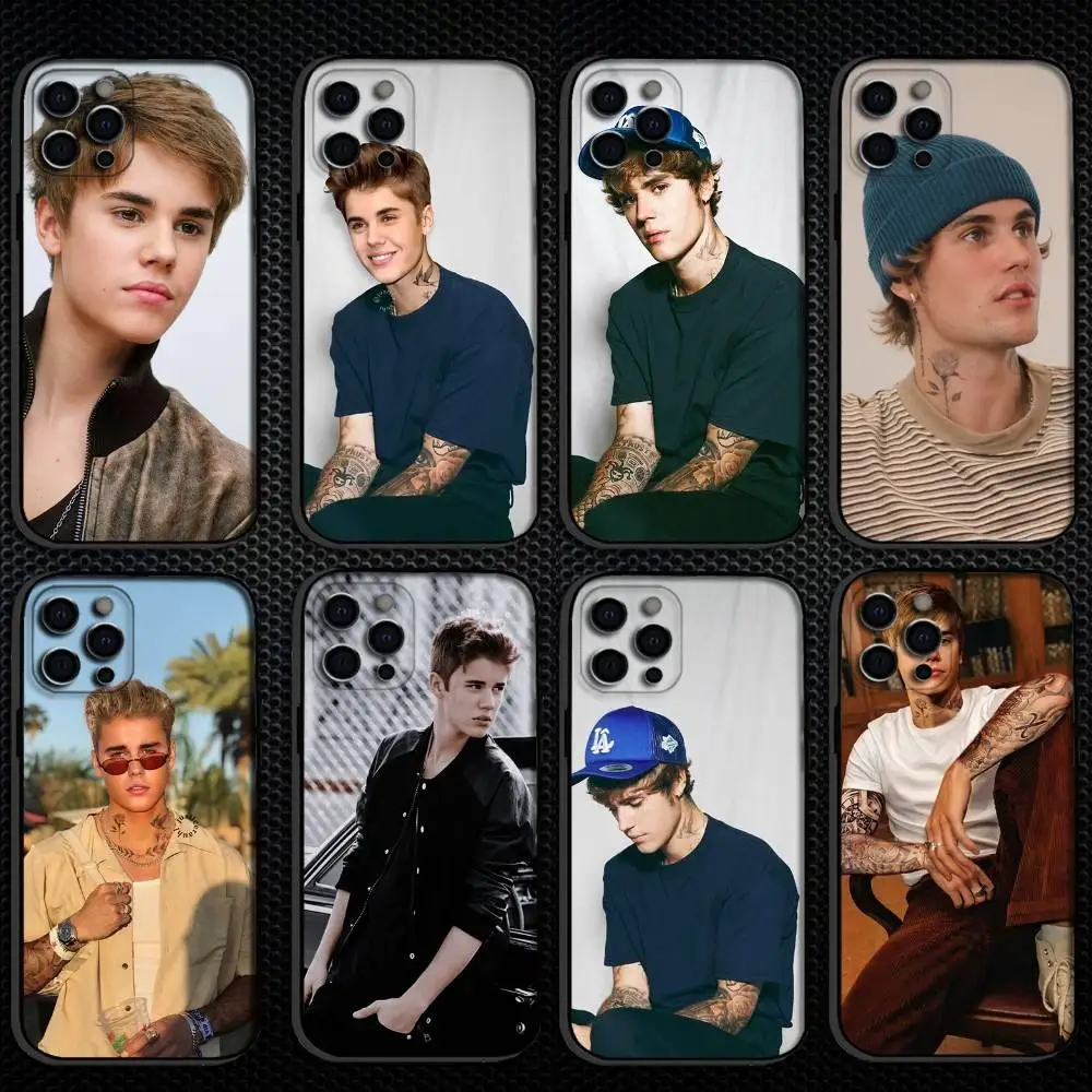 

Justin Phone Case For iPhone 16,15,14,13,12,11 Plus,Pro Max, Soft Silicone Black Cover