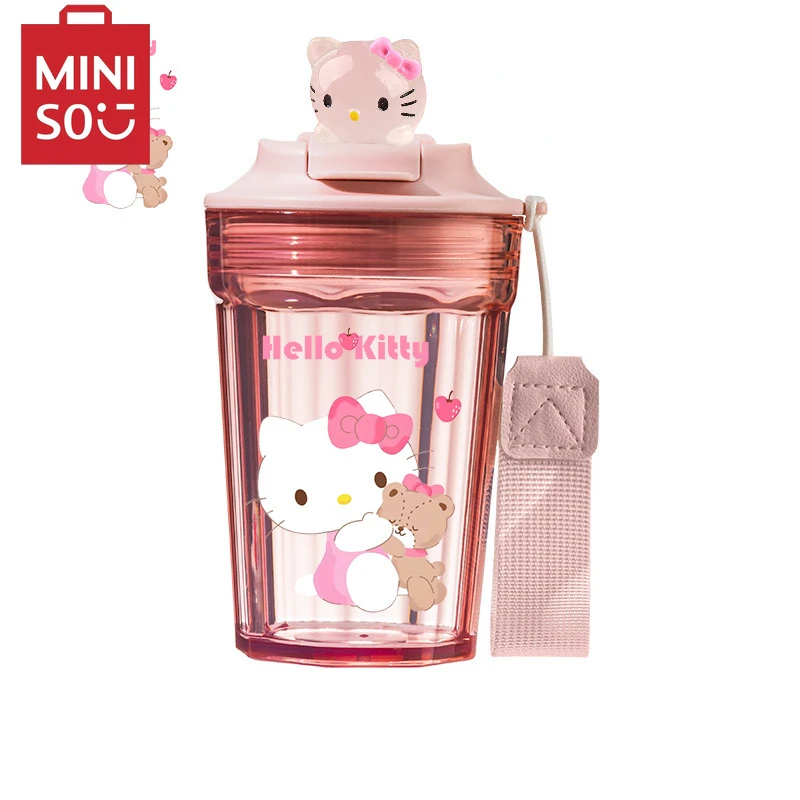 Miniso Sanrio kitty Hot-selling cartoon Stitch milk tea cup coffee cup convenient double drink cup baby-grade edible material