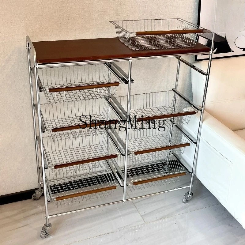 FG Household Small Cart Snack Kitchen Storage Rack Mobile Living  Storage Table Rental House Rental