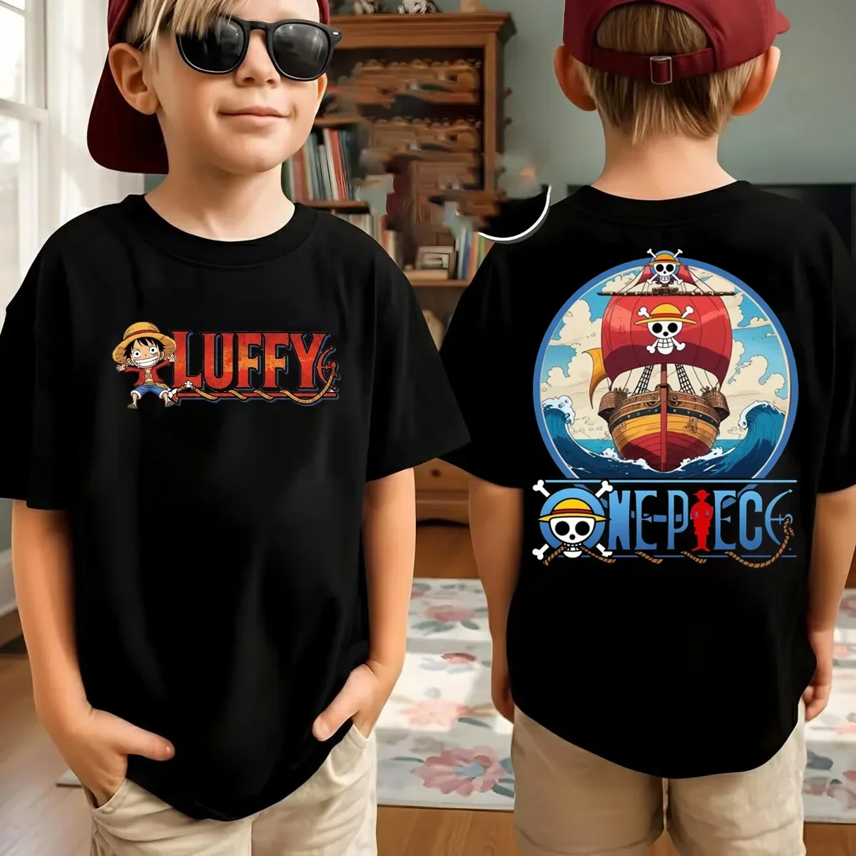 One Piece Japanese Anime Printed Men's T-Shirt Roronoa Zoro Boy Children's Harajuku Short Sleeve Kids Luffy T-shirt Clothing