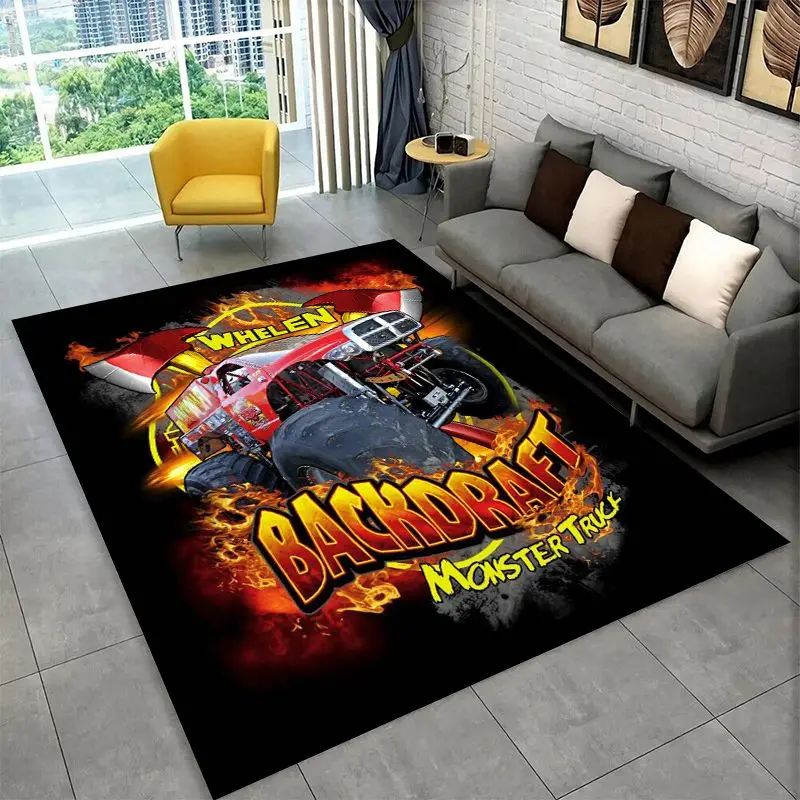 Cartoon Monster Truck Monster Jam Non-Slip Area Rug for Living Room,Bedroom,Playroom,Carpet Floor Mat Home Decor Rug  Room view 5