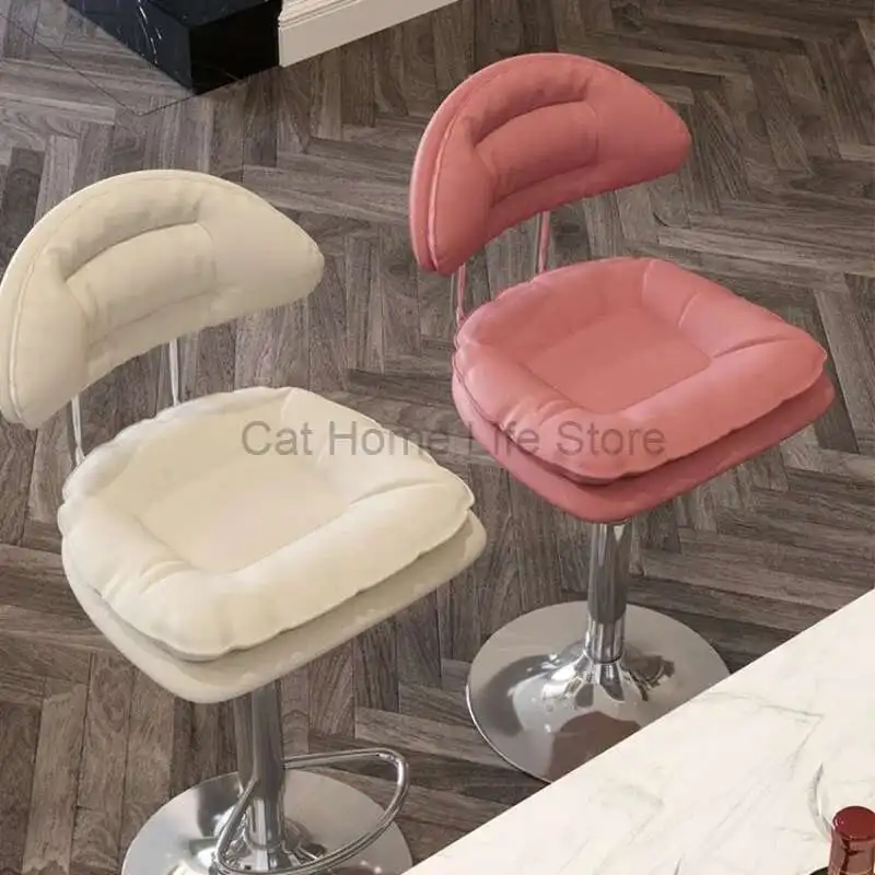

Cute Coffee Shop Cream Style Bar Chairs Simplicity Milk Tea Store Swivel Bar Chairs Adjustable Home Furniture Banqueta HBBC