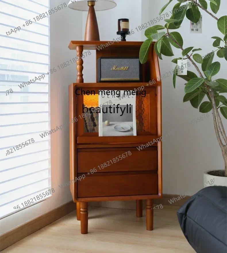 SS new styleRetro TV living room Solid wood bucket cabinet Water ripple sofa Side cabinet Living roomss 7486 ss 7486