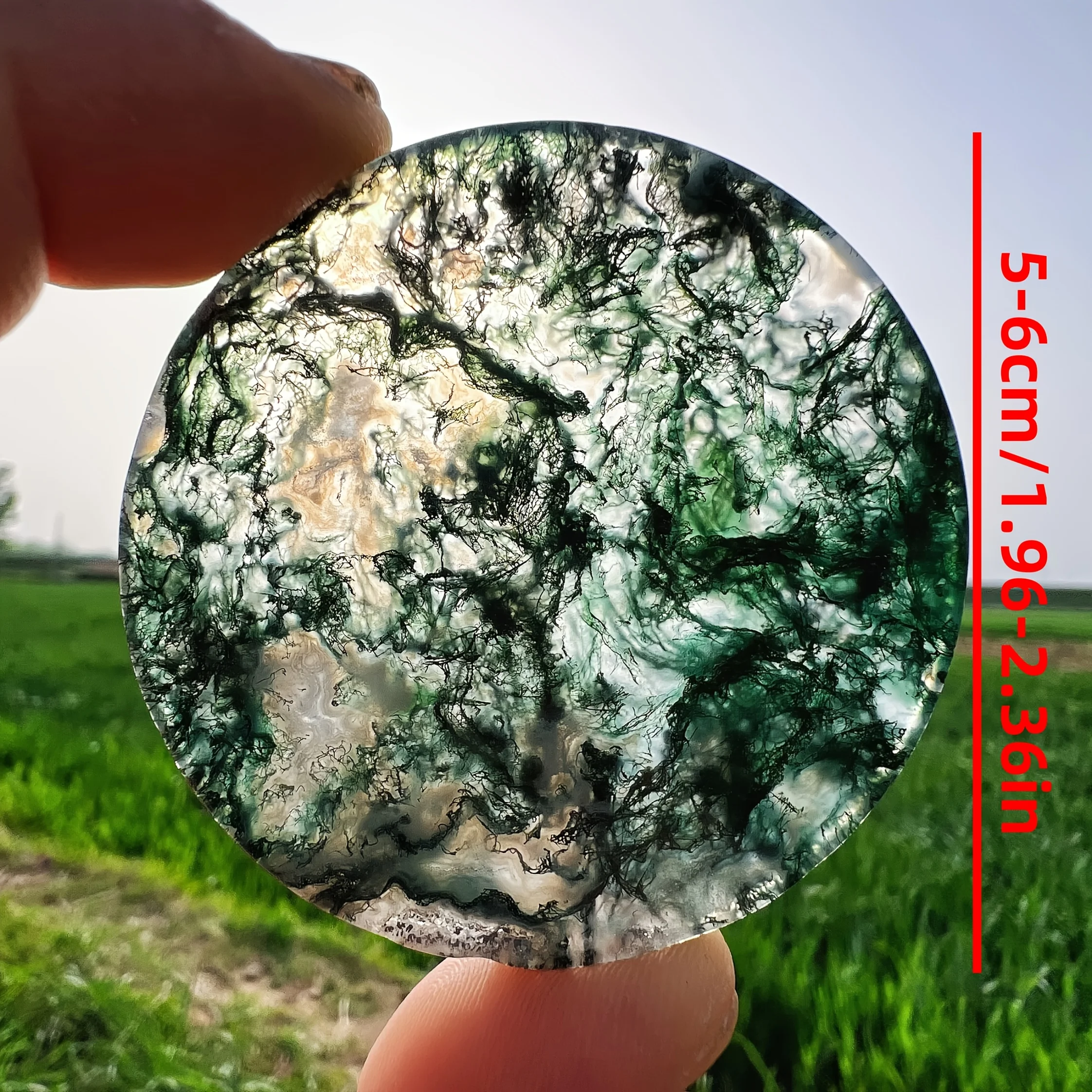 A natural moss agate slice, green seaweed agate disc, exquisite home decoration, perfect for room décor, stone ornaments - view 5