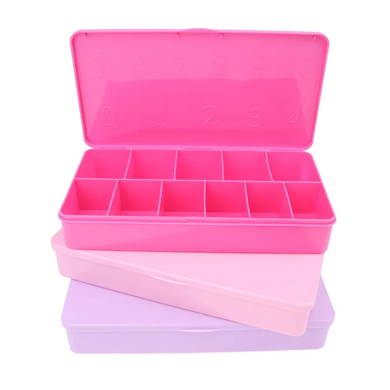 Leere Aufbewahrungsorganisatoren, rosa, lila Box, Behälter für gefälschte falsche Nagelspitzen, Maniküre, Nägel, Zubehör und Werkzeuge – Detail 7