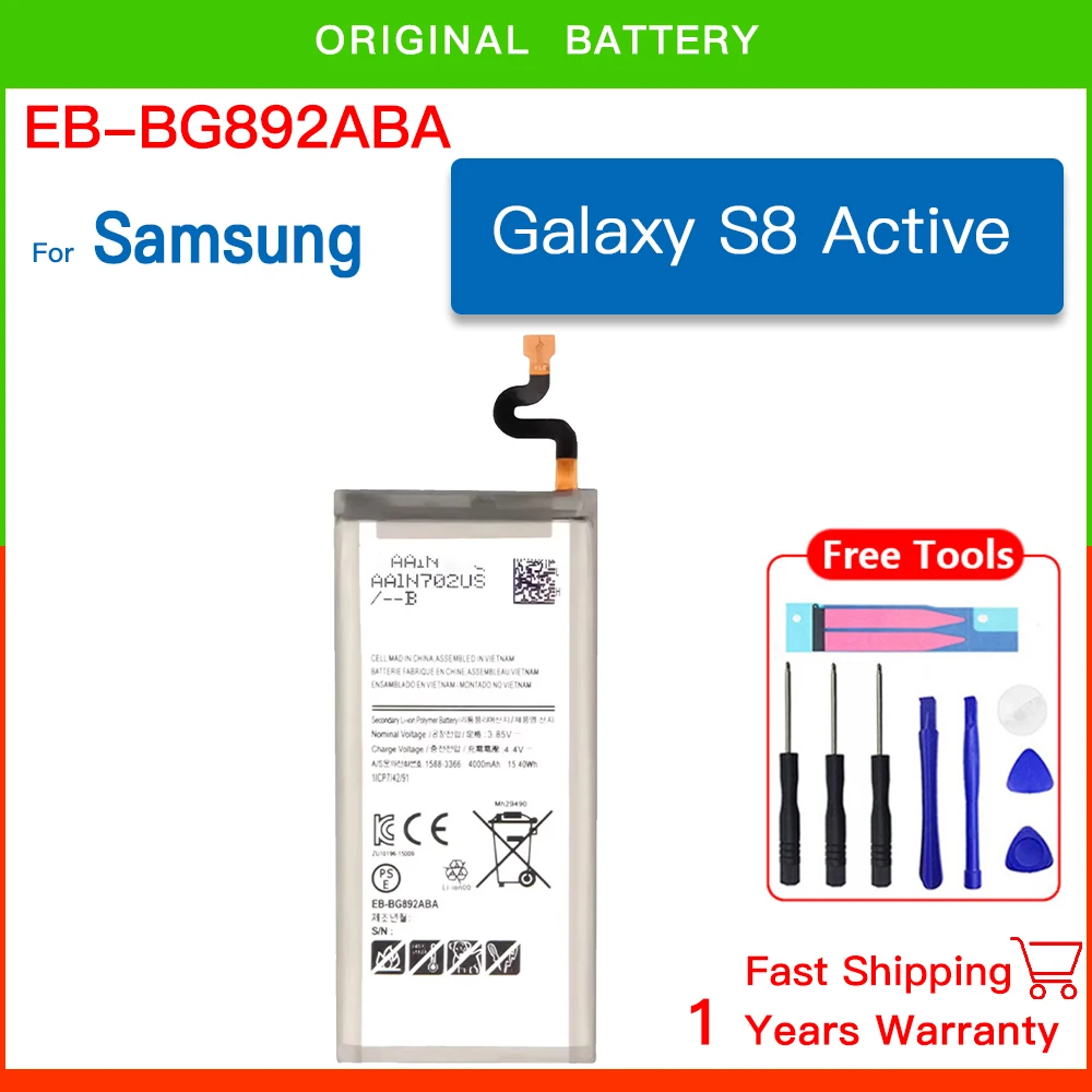 

EB-BG892ABA 4000mAh Mobile Phone Battery For Samsung Galaxy S8 Active SM-G8920 G892F G892A G892L G892 G892V SM-G892 Batteria