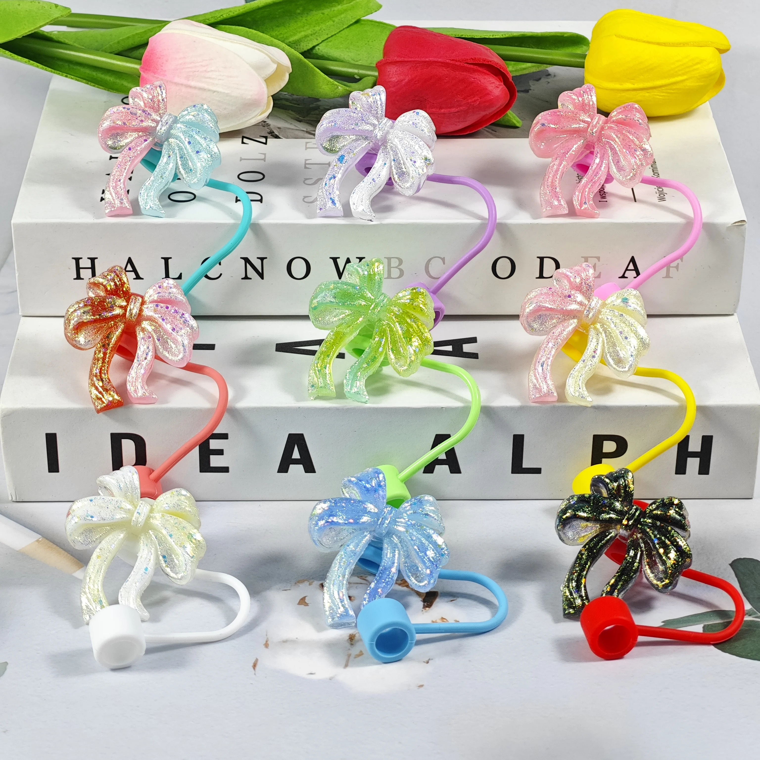 New Cute Aurora Butterfly Silicone Large-Diameter 10Mm Straw Cap Dust Plug Straw Cover Protective Case