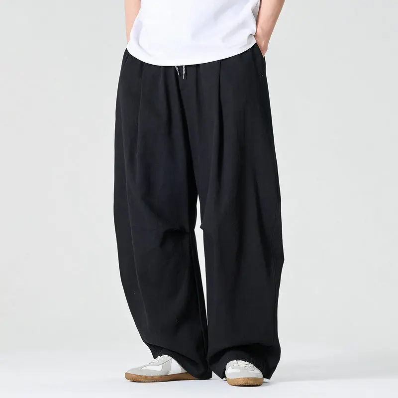 

Oversize Wide Leg Pants Men Cotton Loose Casual Trousers Male Sweatpants Harajuku Vintage Harem Pants Men New Streetwear
